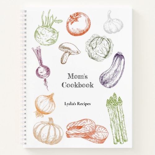 Food Illustration Personalized Moms Recipe Book