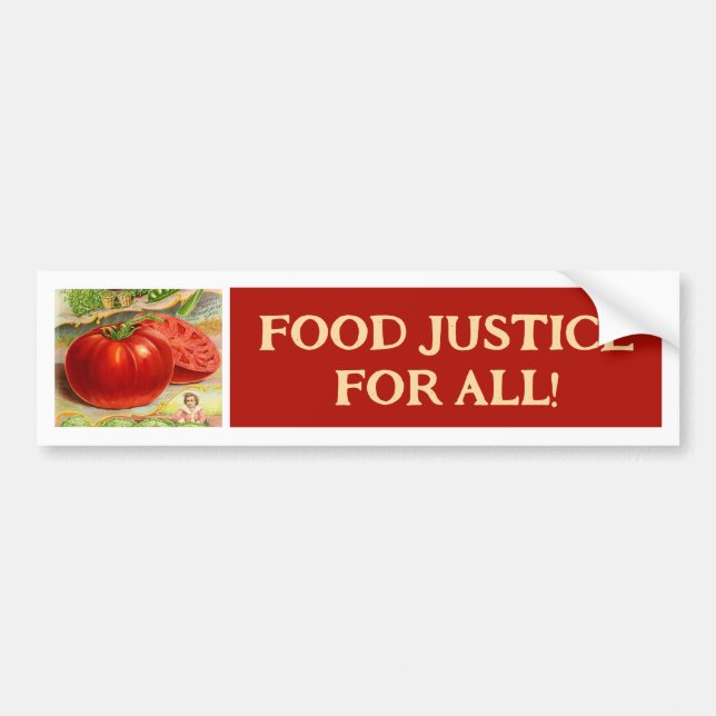 Food Justice - Vintage Tomatoes & Garden Bumper Sticker (Front)