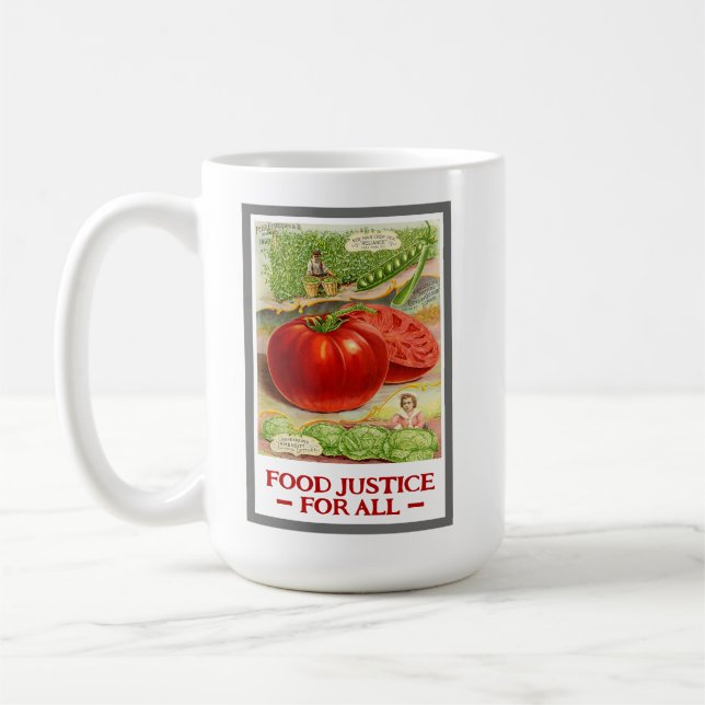 Food Justice - Vintage Tomatoes & Garden Coffee Mug (Left)