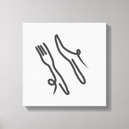 Food knife and fork modern gray and white canvas print