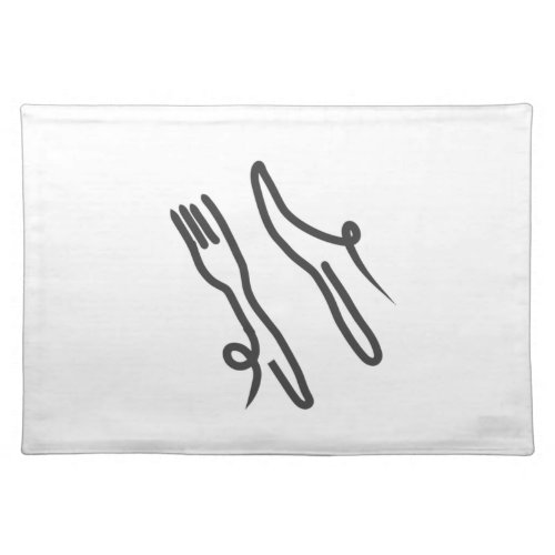 Food knife and fork modern gray and white cloth placemat