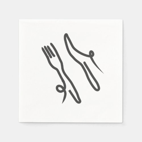 Food knife and fork modern gray and white napkins