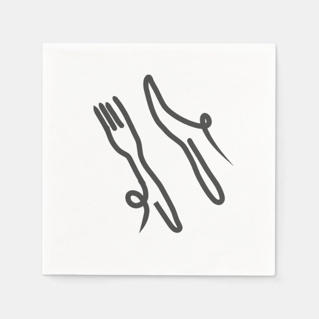 Food knife and fork modern gray and white napkins (Front)