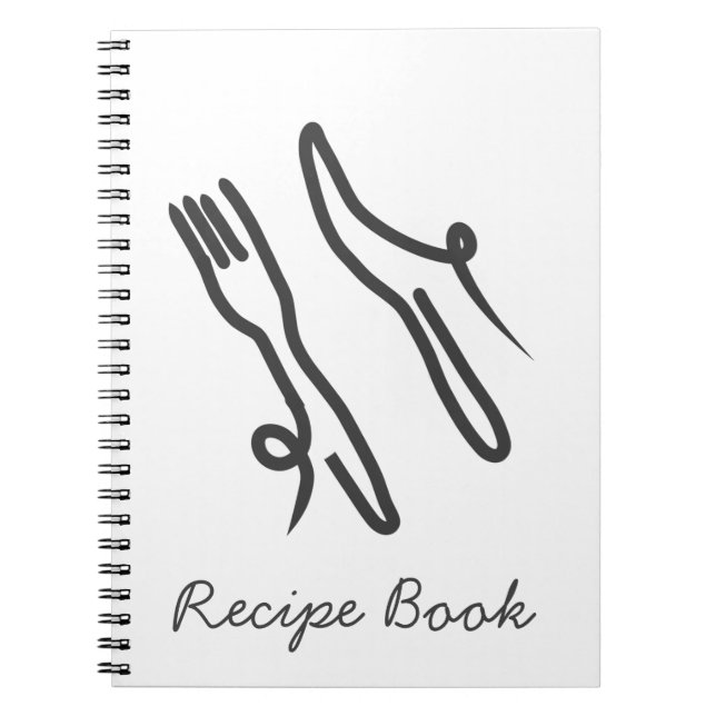 Food knife and fork modern gray and white notebook (Front)