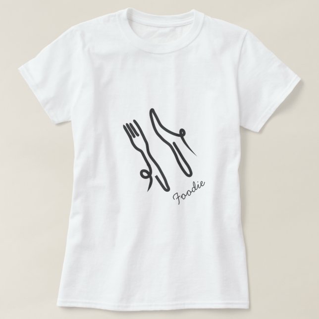 Food knife and fork modern gray and white T-Shirt (Design Front)