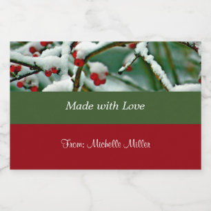 Food Label Template, Red Berries in the Snow