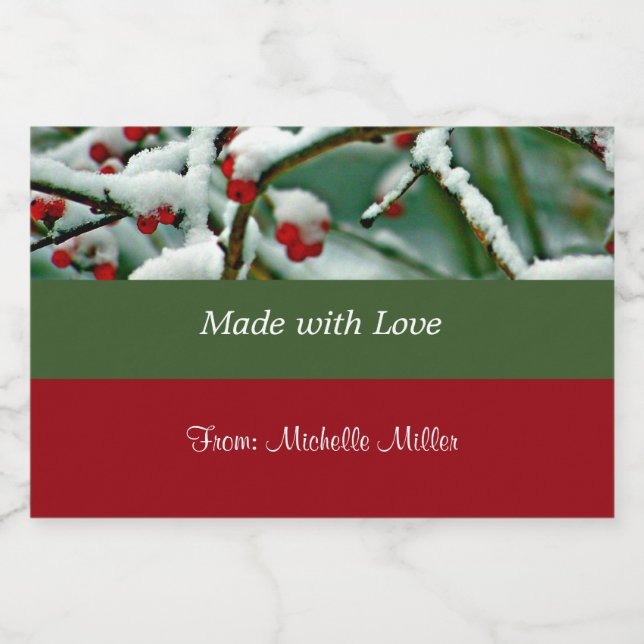 Food Label Template, Red Berries in the Snow (Single Label)