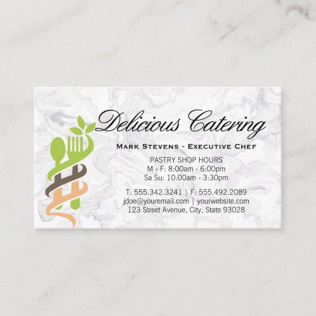 Food Logo | Marble Business Card (Front)