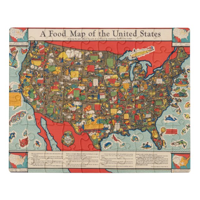 Food Map of the United States Jigsaw Puzzle (Puzzle Horizontal)