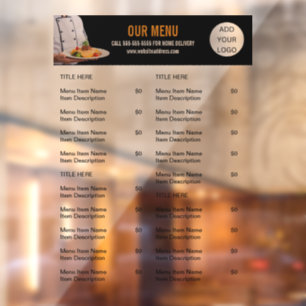 Food Menu Catering Restaurant Business Window Cling