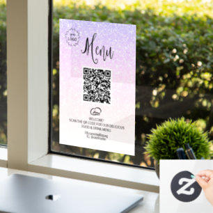 *~* Food Menu QR LOGO Ombre Glitter Window Cling