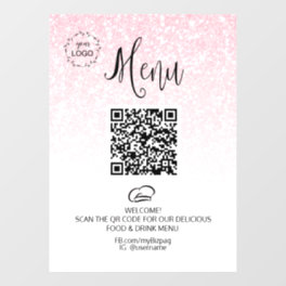 *~* Food Menu QR LOGO Restaurant Coffee Glitter Window Cling