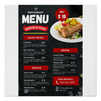 Food Menus Glossy Poster