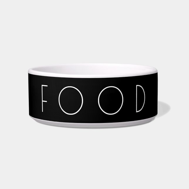 Food Modern Black Minimalist Dog Cat Pet Bowl (Front)