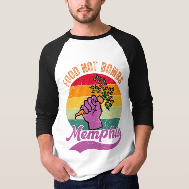 Food Not Bombs Baseball Tee (Front)