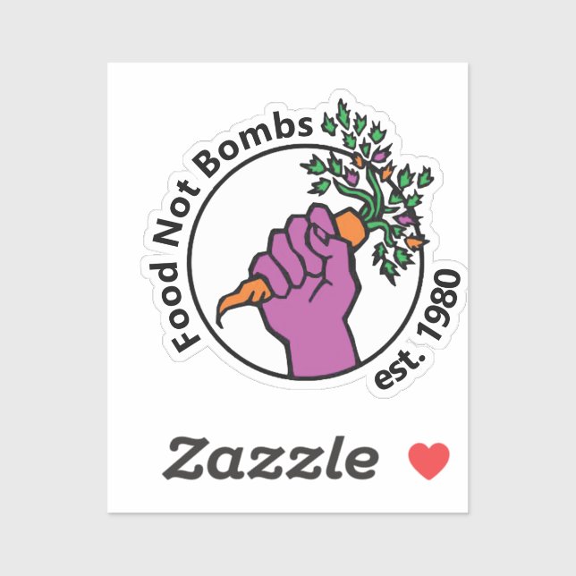 Food Not Bombs logo with text Sticker (Sheet)
