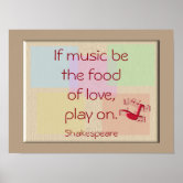 William Shakespeare Quote Print if Music Be the Food of -  Israel