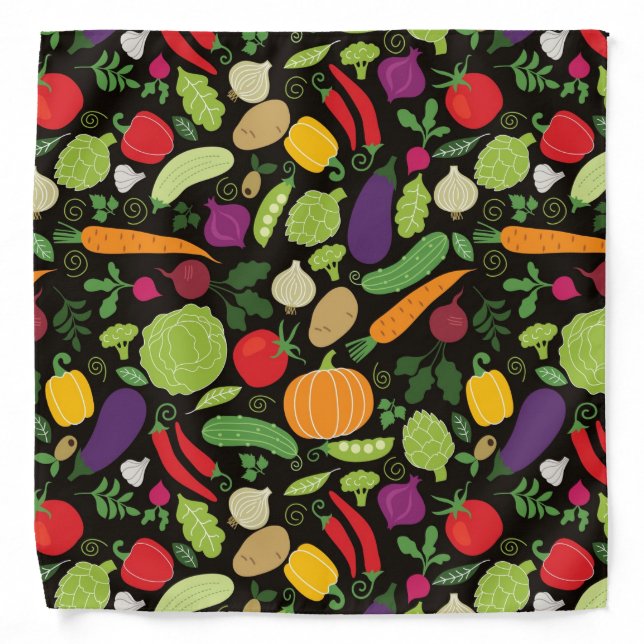 Food on a black background bandana (Front)