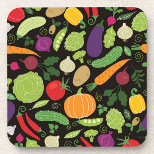 Food on a black background beverage coaster