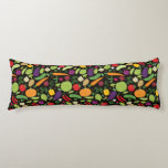 Food on a black background body pillow