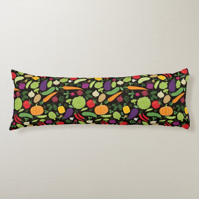 Food on a black background body pillow (Front)