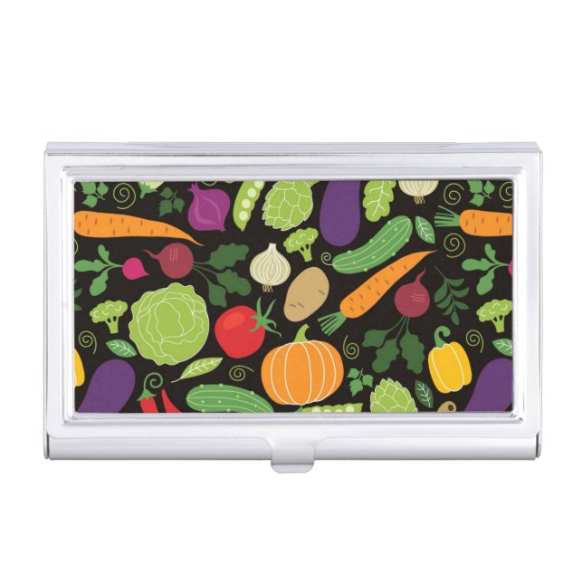 Food on a black background case for business cards (Front)