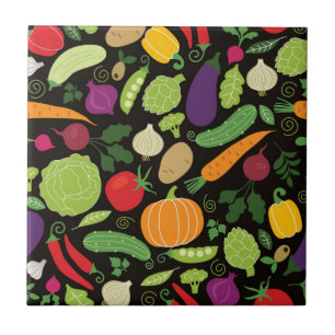 Food on a black background ceramic tile