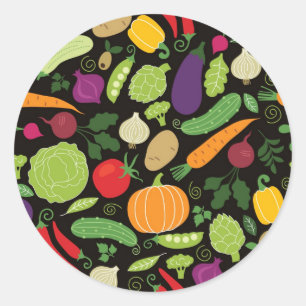 Food on a black background classic round sticker