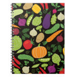 Food on a black background notebook