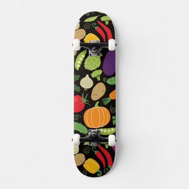 Food on a black background skateboard deck (Front)