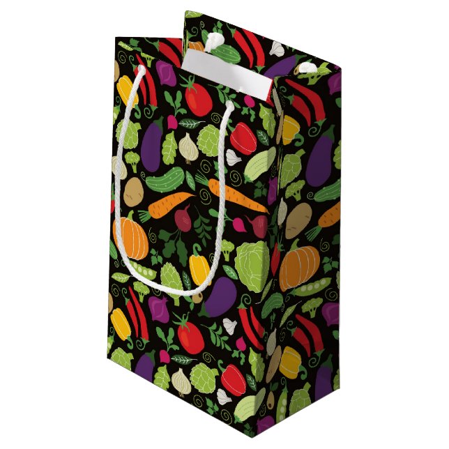 Food on a black background small gift bag (Back Angled)