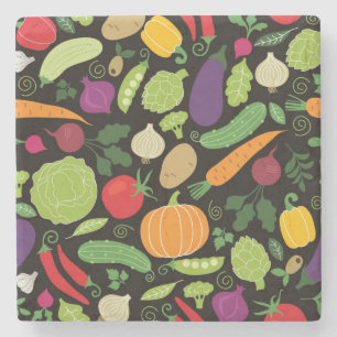 Food on a black background stone coaster