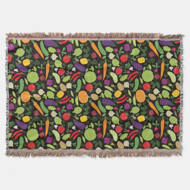 Food on a black background throw blanket (Front)