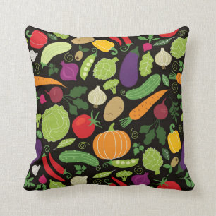 Food on a black background throw pillow