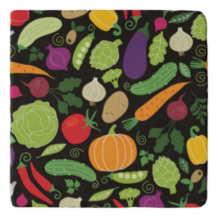 Food on a black background trivet