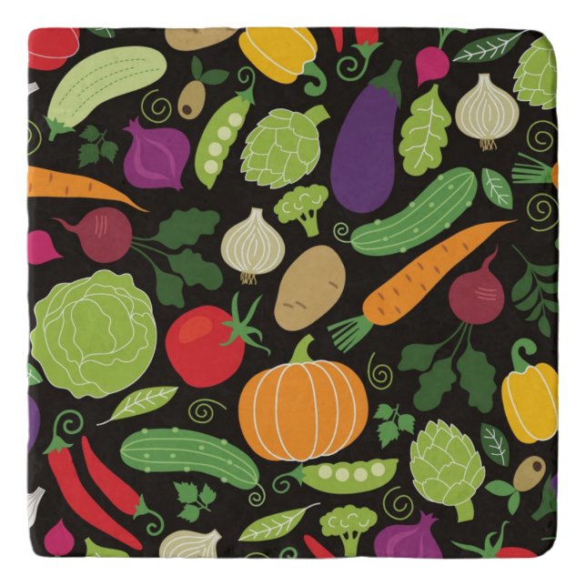 Food on a black background trivet (Front)