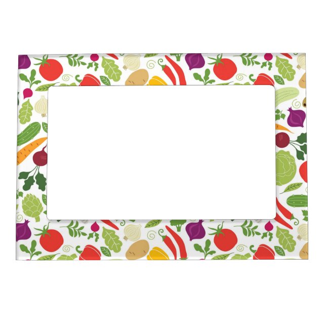 Food on a white background magnetic photo frame (Front)
