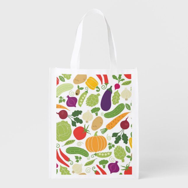 Food on a white background reusable grocery bag (Front)