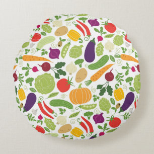 Food on a white background round pillow