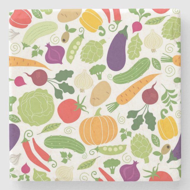 Food on a white background stone coaster (Front)