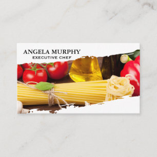 Food on Wood Table Business Card