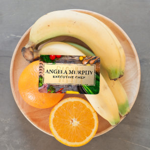 Food on Wooden Table   Gold Frame   Kitchen Tools Business Card