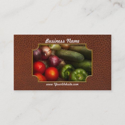 Food - Onions, Tomatoes, Peppers, and Cucumbers Business Card Templates
