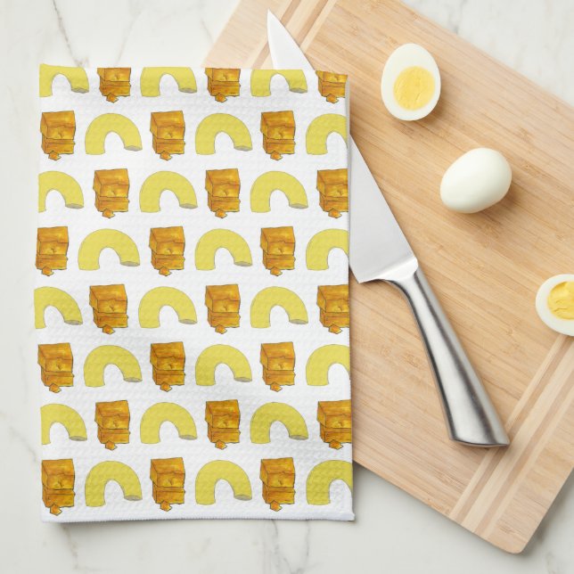 Food Pairing Elbow Macaroni Cheddar Mac & Cheese Kitchen Towel (Quarter Fold)