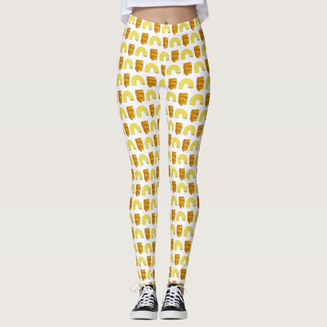 Food Pairing Elbow Macaroni Cheddar Mac & Cheese Leggings (Front)