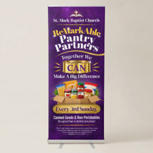 Food Pantry Donation Drive Banner, Custom Church Retractable Banner