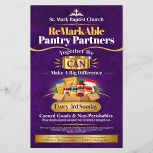 Food Pantry Donation Drive Flyer, Custom Church Flyer