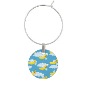 Food Party Cartoon Bananas Wine Charm
