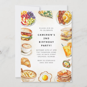Food Party Watercolor Birthday Invitation