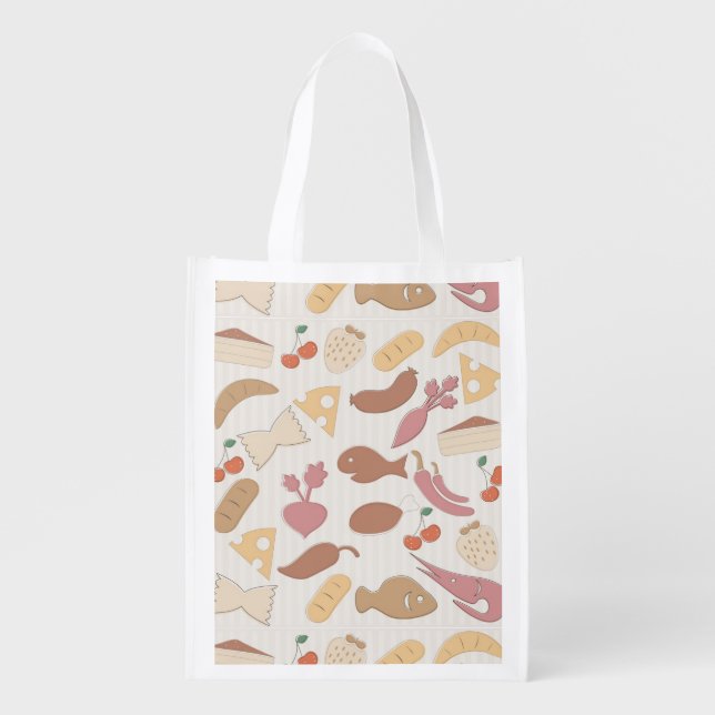 Food Pattern 2 2 Grocery Bag (Front)